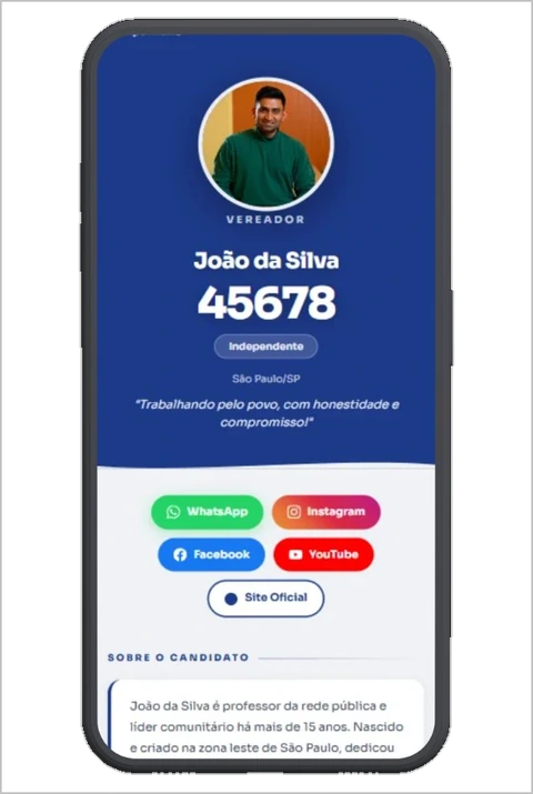 Exemplo de Santinho Digital campanha.io